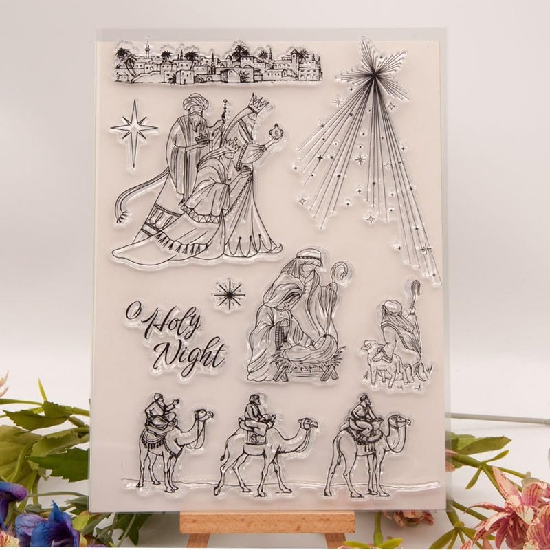 Arbuya Christmas Jesus Clear Stamps for Card Making or Journaling X-Mas Camel Holy Night Rubber Stamps for Scrapbooking Journals Paper Crafts Decoration - Image 3
